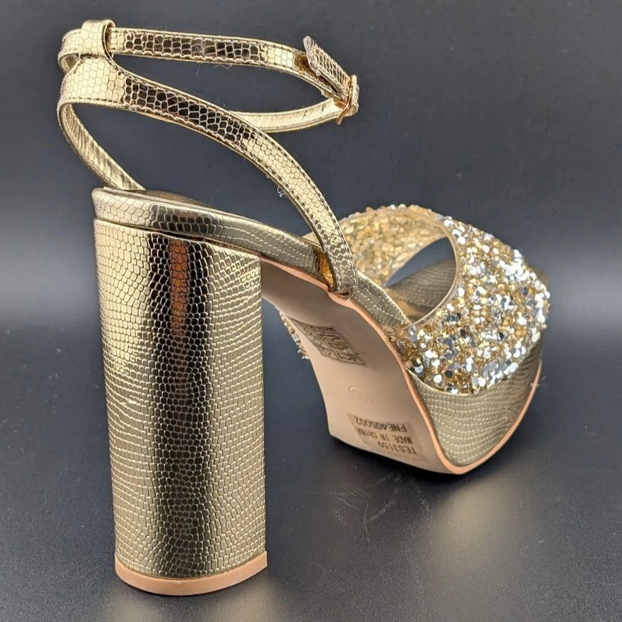 Elisabet Tang Size 9.5 Chunky Block Platform 5-in Heel Sandal w/ Open Square Toe SoleComfort.shoes