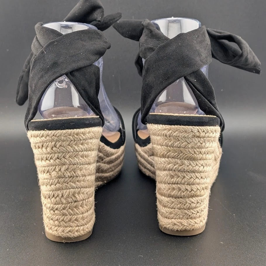 DREAM PAIRS Womens Sz 8.5 Open Toe Espadrille Wedge Tie Lace Up Ankle Platforms. SoleComfort.shoes