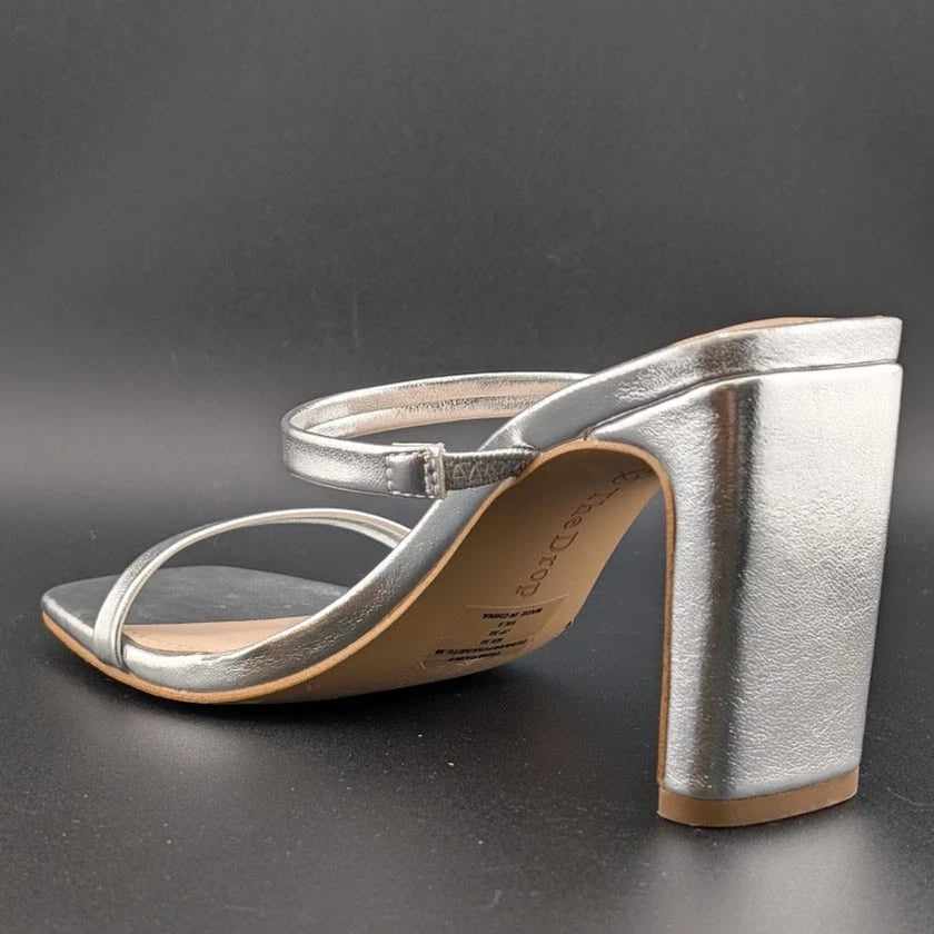 The Drop Size 8 Avery Women"s 3.5" Chunky Heel Toffee Brown Square Toe Slide Sandals The Drop