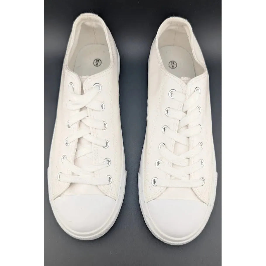 Pre-owned Women's Size 9 White Tennis Shoes Faux Leather Sneakers Casual Walking Women's SoleComfort.shoes