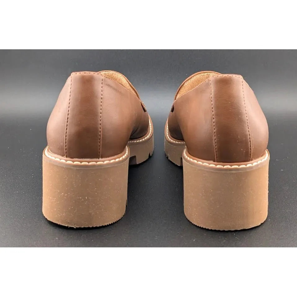 Women’s Size 5.5 Naturalizer "Cabaret" Lug Chunky Sole Loafer Rich Brown Faux Leather Uppers SoleComfort.shoes