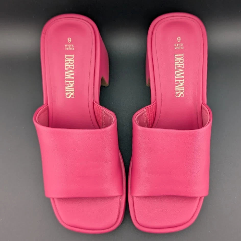 DREAM PAIRS Size 6 Women's Platform Heels Open Toe Slip On for Women High Chunky SoleComfort.shoes