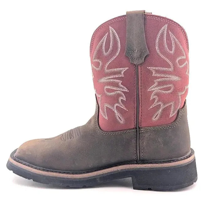 Hytest Women's US Size 6.5 Safety Steel Toe Brown/Red Cowgirl Work Boots K17122 Hytest Women's Work Boots Hytest