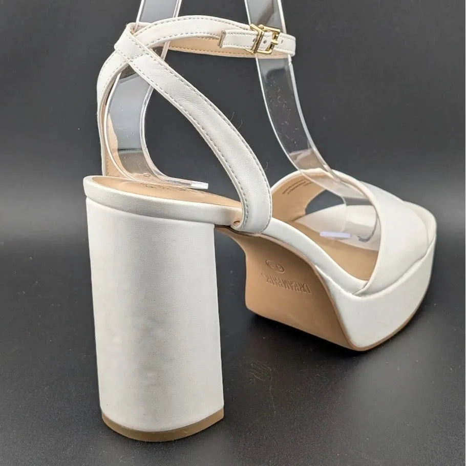 Dream Pairs Women Sz 9.5 White Platform Chunky Heels Pumps College Style Party Wedding Dream Pairs