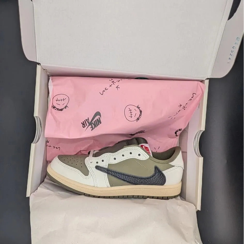 🔥Nike Air Jordan 1 Low OG SP Travis Scott Med Olive PS Size 2.5Y DO5442-200🔥 SoleComfort.shoes