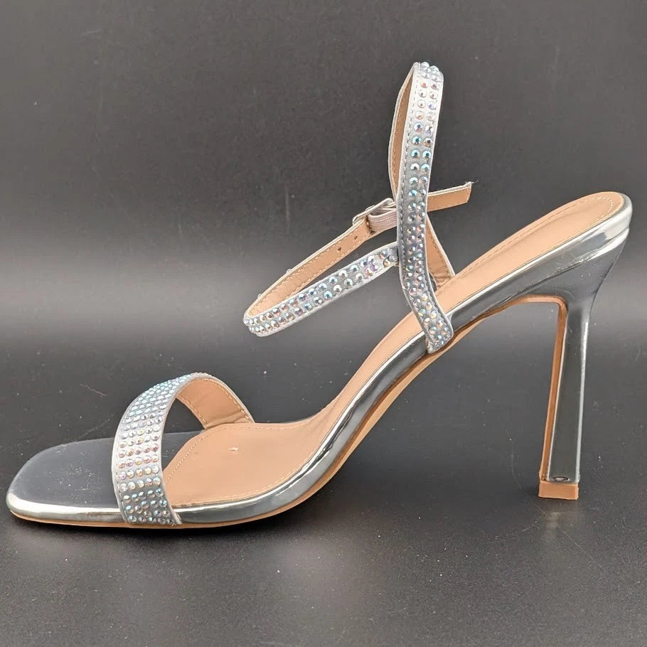 Women's Size 8.5 Stiletto High Heels Square Open Toe Sandal w/ Ankle Strap-Sexy! SoleComfort.shoes