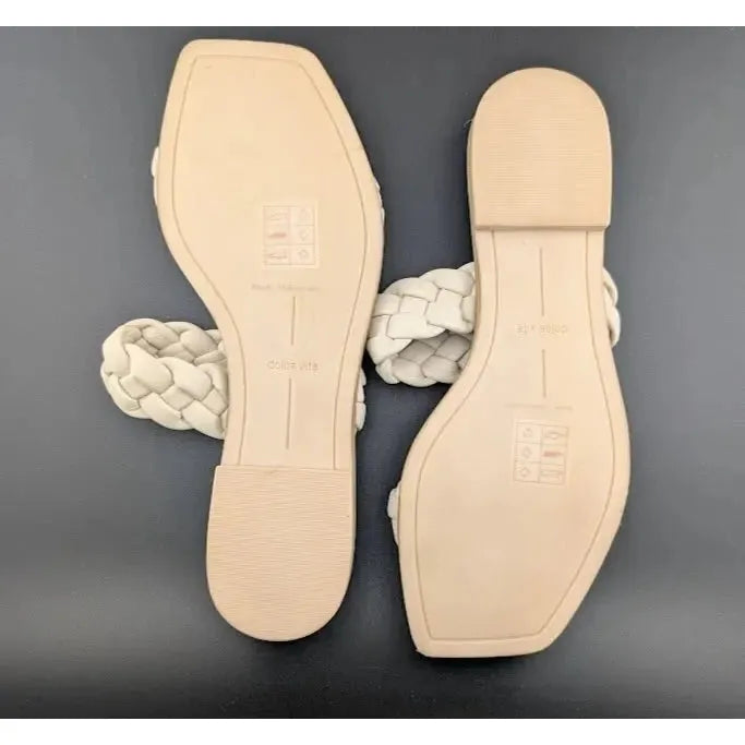 Dolce Vita Womens Size 8 Indy Champagne Nude Leather Braided Straps Flat Sandals Dolce Vita