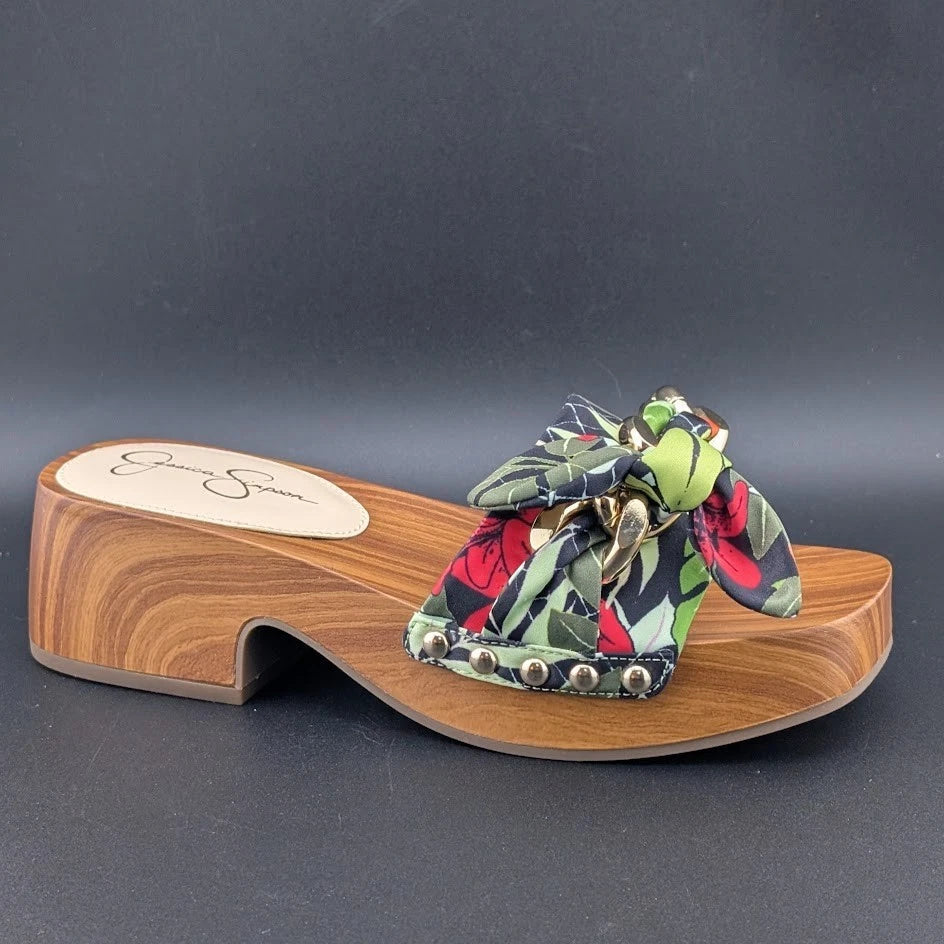 JESSICA SIMPSON Size 7 Resima Multicolor Lily of Jungle Slip On Platform Sandals SoleComfort.shoes