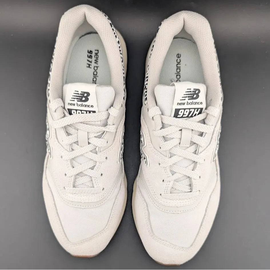 Women's Sz 8.5 New Balance 997H Sneaker Gray/White Leather/Textile Leopard Print SoleComfort.shoes