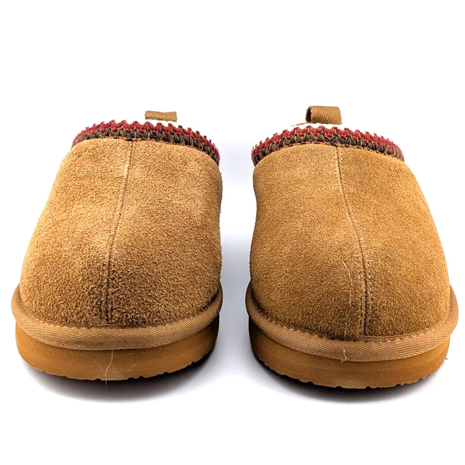 Fitory Size 8 Tan Suede Platform Booties with Faux Fur and embroidered collar Fitory