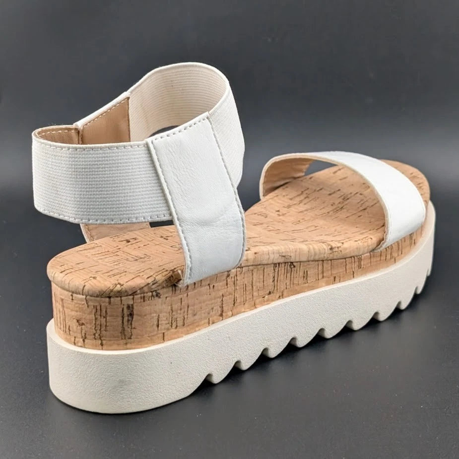 NIB Sun + Stone Women’s Red/White Cork Slip On Strappy Platform Sandal Open Toe Sun & Stone