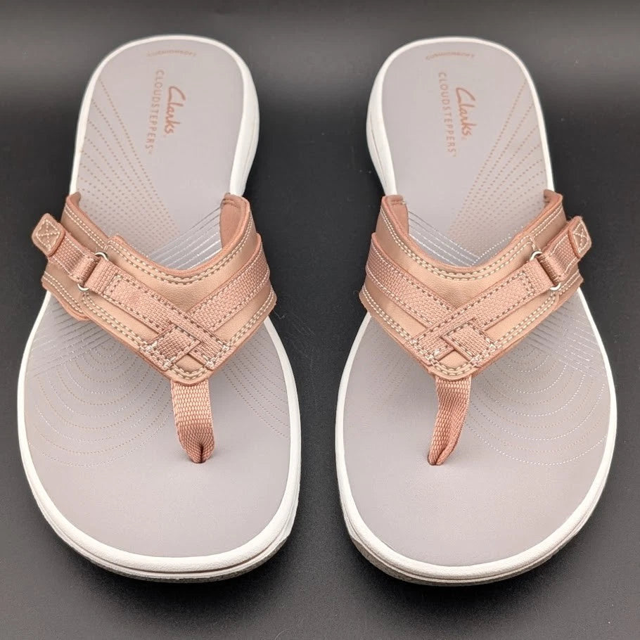 Clarks Women's 11M Breeze Sea Lightweight Flip-Flops NEW Rose Gold NIB SoleComfort.shoes