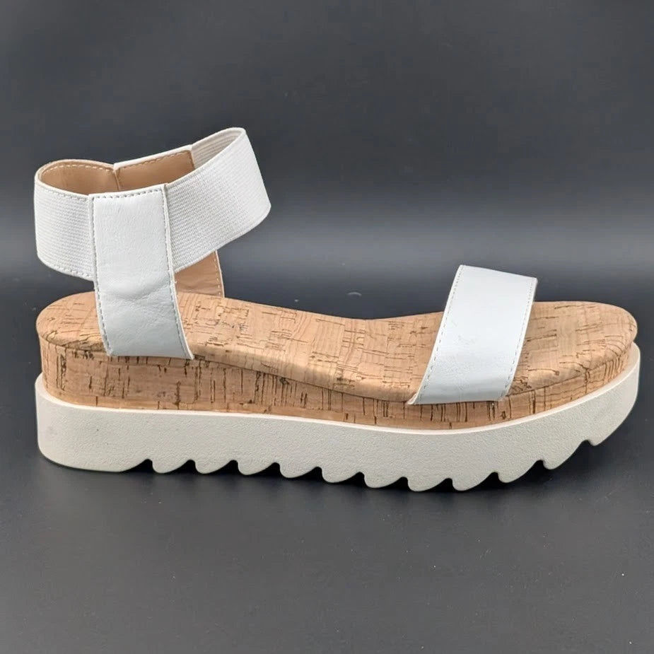 NIB Sun + Stone Women’s Red/White Cork Slip On Strappy Platform Sandal Open Toe Sun & Stone