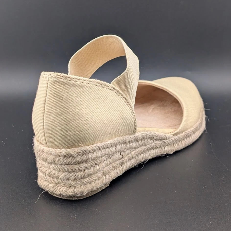 LifeStride Size 6 Wide Kaylee Espadrille Wedge Sandal Butter Denim SoleComfort.shoes