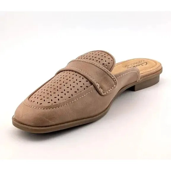 Clarks Collection Size 6 Wide Perforated Leather Mules Lyrical Rose Warm Beige Clarks