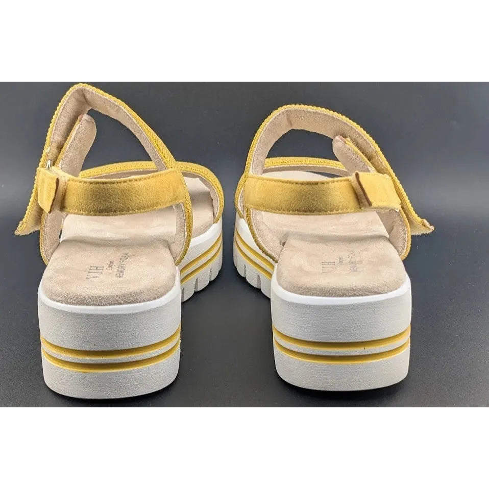 VJH Comfort Women's Size 10 Yellow Strappy Casual Platform Sandals -Memory Foam SoleComfort.shoes