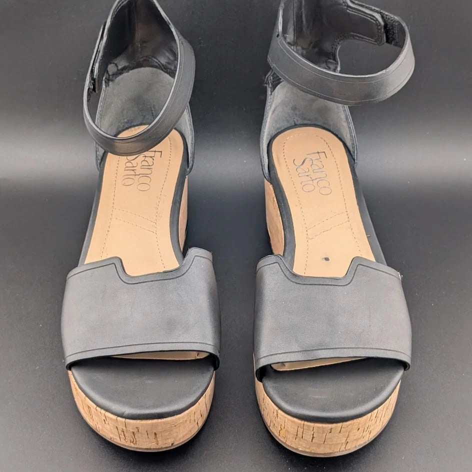 Franco Sarto Perfecto Faux Leather Platform Cork Wedge Sandal Women's 6.5 Franco Sarto