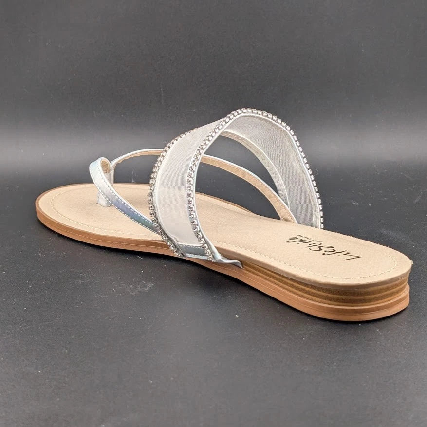 NEW Life Stride Women’s Size 11W Radiant Glow Slide Sandals Irridescent Silver SoleComfort.shoes