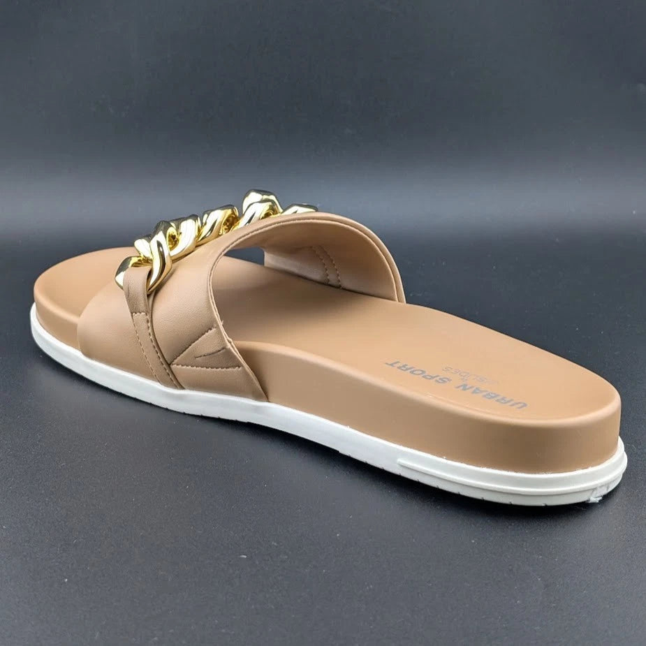 UrbanSport By J/Slides Women's Fruit Chain Comfort Sandal in Camel or Black Luxe SoleComfort.shoes