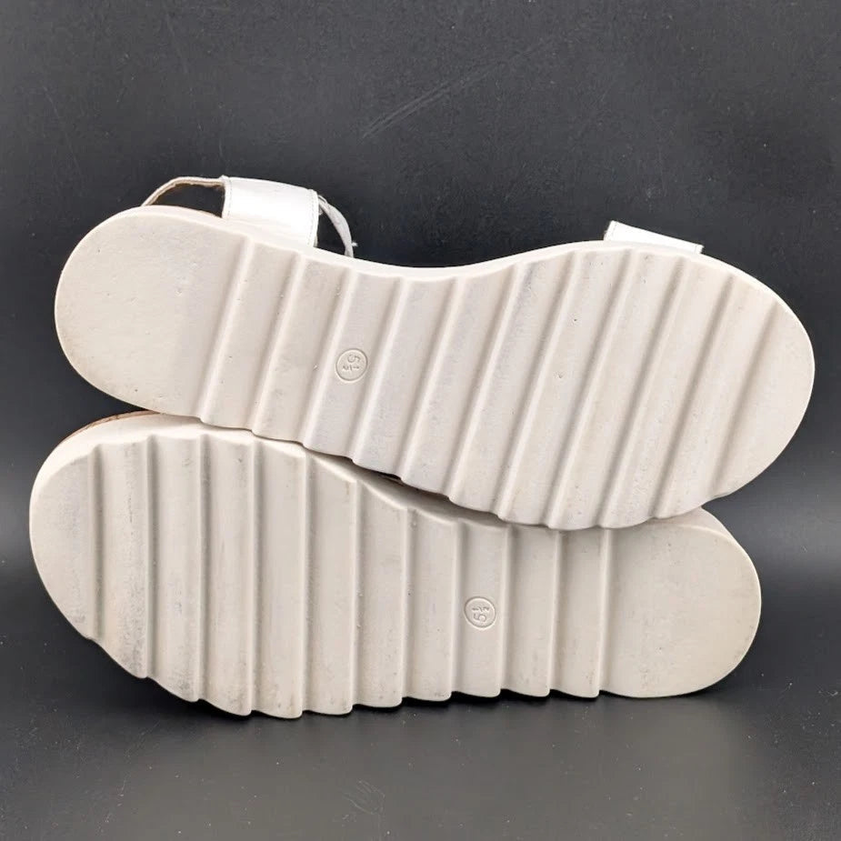 NIB Sun + Stone Women’s Red/White Cork Slip On Strappy Platform Sandal Open Toe Sun & Stone