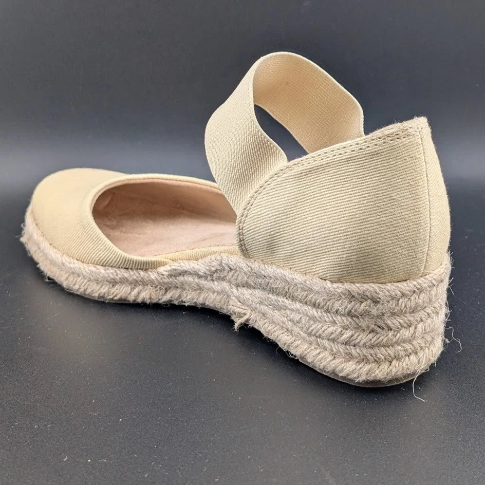 LifeStride Size 6 Wide Kaylee Espadrille Wedge Sandal Butter Denim SoleComfort.shoes