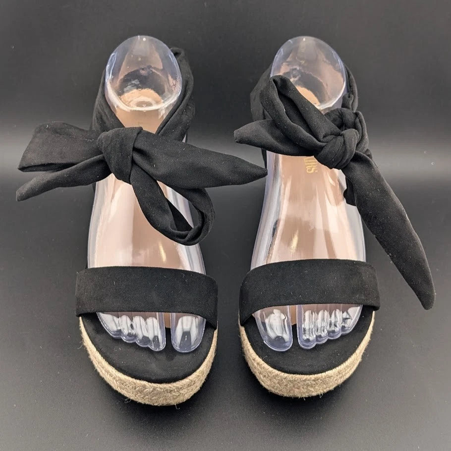 DREAM PAIRS Womens Sz 8.5 Open Toe Espadrille Wedge Tie Lace Up Ankle Platforms. SoleComfort.shoes