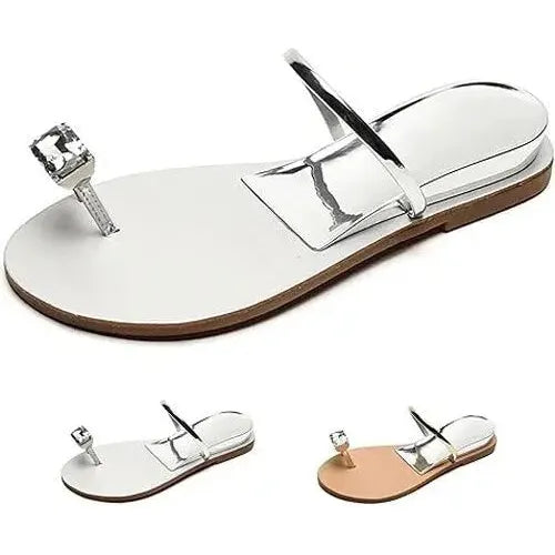 Womens Size 10/10.5 Rhinestone Bling Summer Jeweled Sandals Slip on Toe-Ring Flip Flop - SoleComfort.shoes
