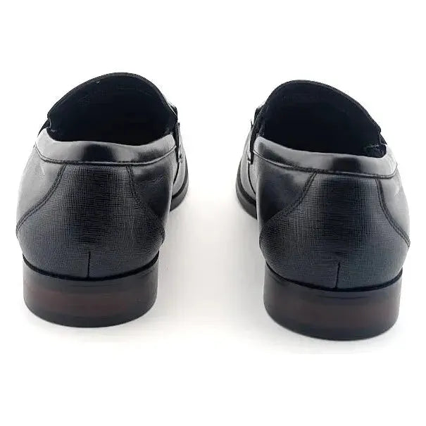 Stacy Adams Kaylor Moc Toe Bit Slip-On Loafers - Men's Size 8.5W Black Leather - SoleComfort.shoes