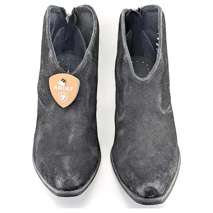 Ariat Women's Size 8 Layla Western Ankle Boots Distressed Black Suede - 10046888 Ariat