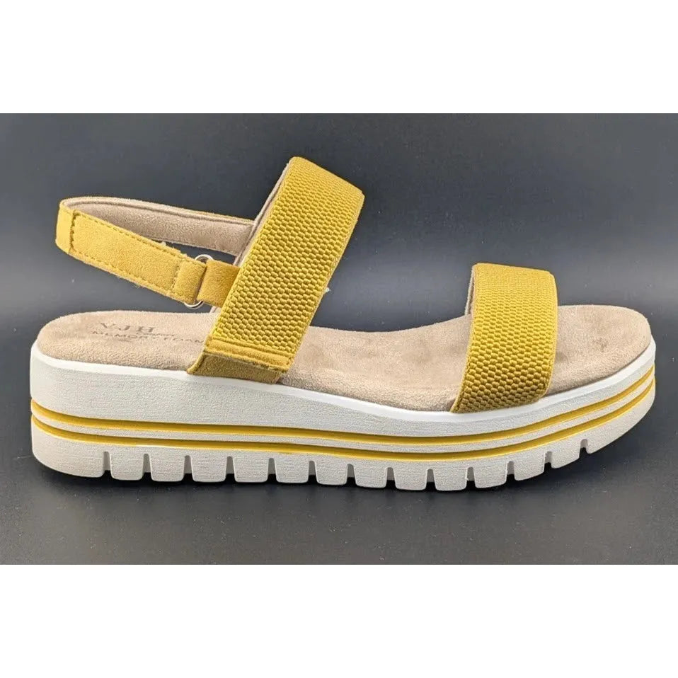 VJH Comfort Women's Size 10 Yellow Strappy Casual Platform Sandals -Memory Foam SoleComfort.shoes