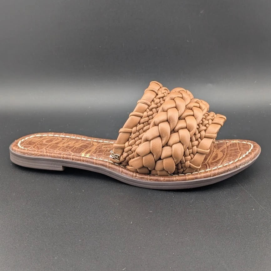 Sam Edelman Giada Flat Sandals Open Toe Women's Leather Light Cuoio Brown Size US5 EU35 SoleComfort.shoes
