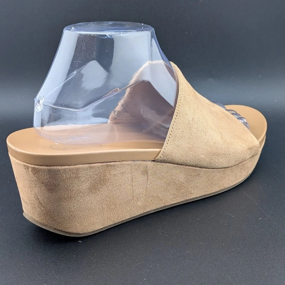 Carlos Santana Delphina Khaki Faux Suede Mules Size 8.5 Excellent Pre-own SoleComfort.shoes