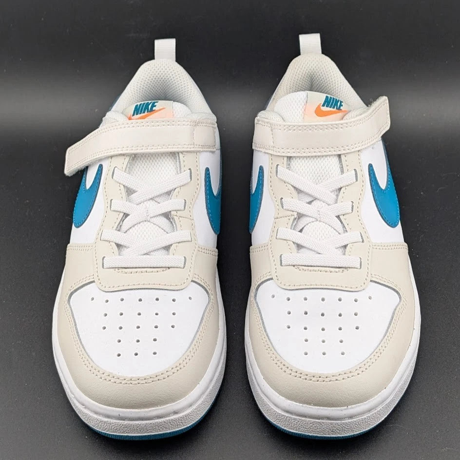 Nike Court Borough Low 2 (PSV) Size 3Y White/Turquoise/Orange Sneaker Shoes SoleComfort.shoes