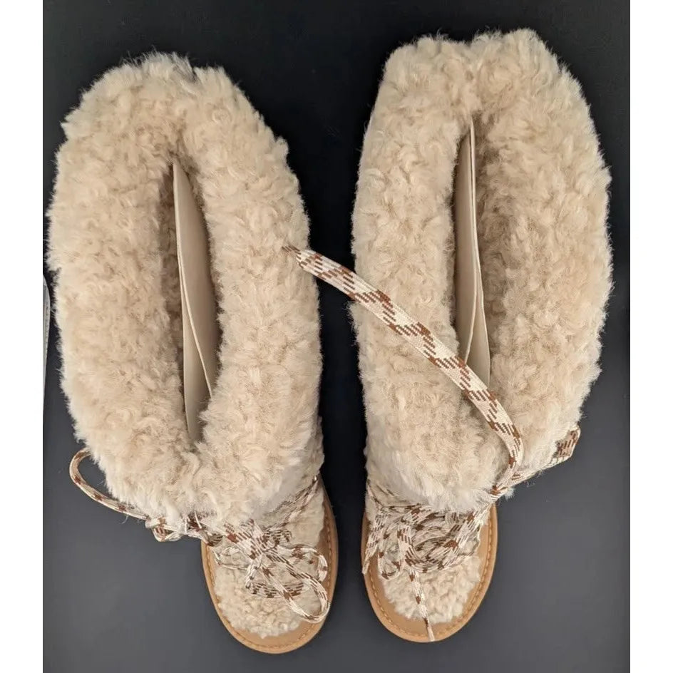 NEW Madden Girl Hop-In Tan Fab Women's Boots Tan Shearling Sizes 5 -6.5 Only SoleComfort.shoes