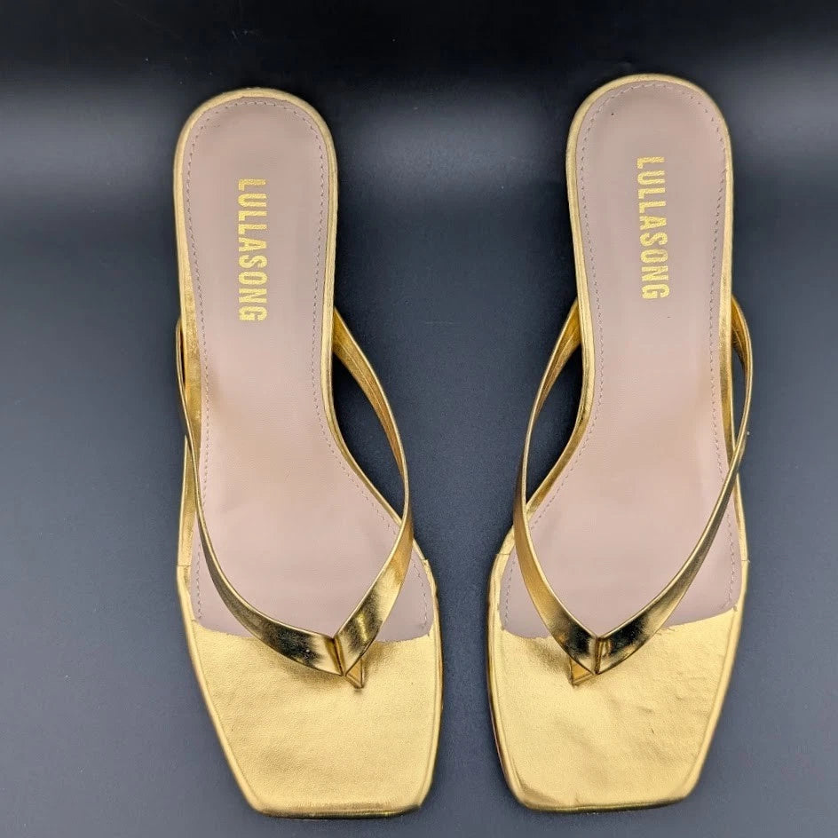 Women Flip Flop Low Kitten Heel Sandals Square Open Toe Thong Sandals Generic