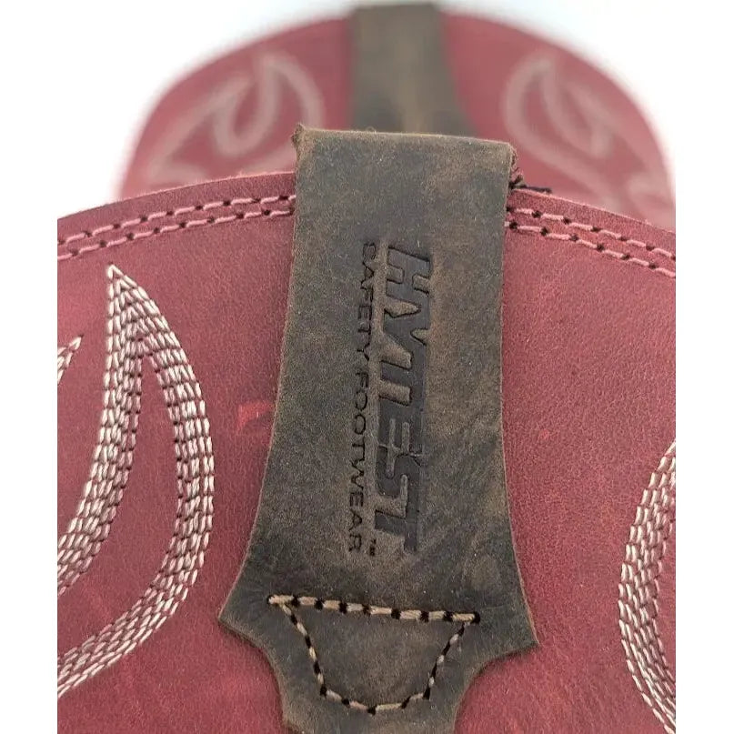 Hytest Women's US Size 6.5 Safety Steel Toe Brown/Red Cowgirl Work Boots K17122 Hytest Women's Work Boots Hytest