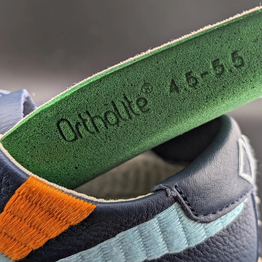 NWB Womens Size 6.5* Soludos Ibiza Blue Leather Embroidered Rainbow Wave Sneaker SoleComfort.shoes