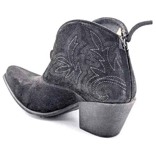 Ariat Women's Size 8 Layla Western Ankle Boots Distressed Black Suede - 10046888 Ariat