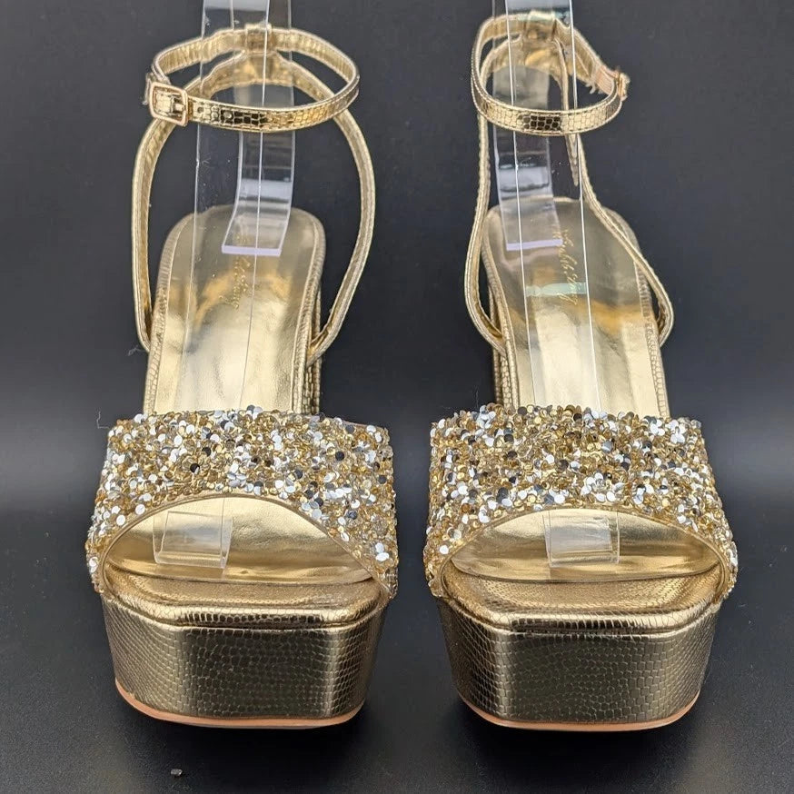 Elisabet Tang Size 9.5 Chunky Block Platform 5-in Heel Sandal w/ Open Square Toe SoleComfort.shoes