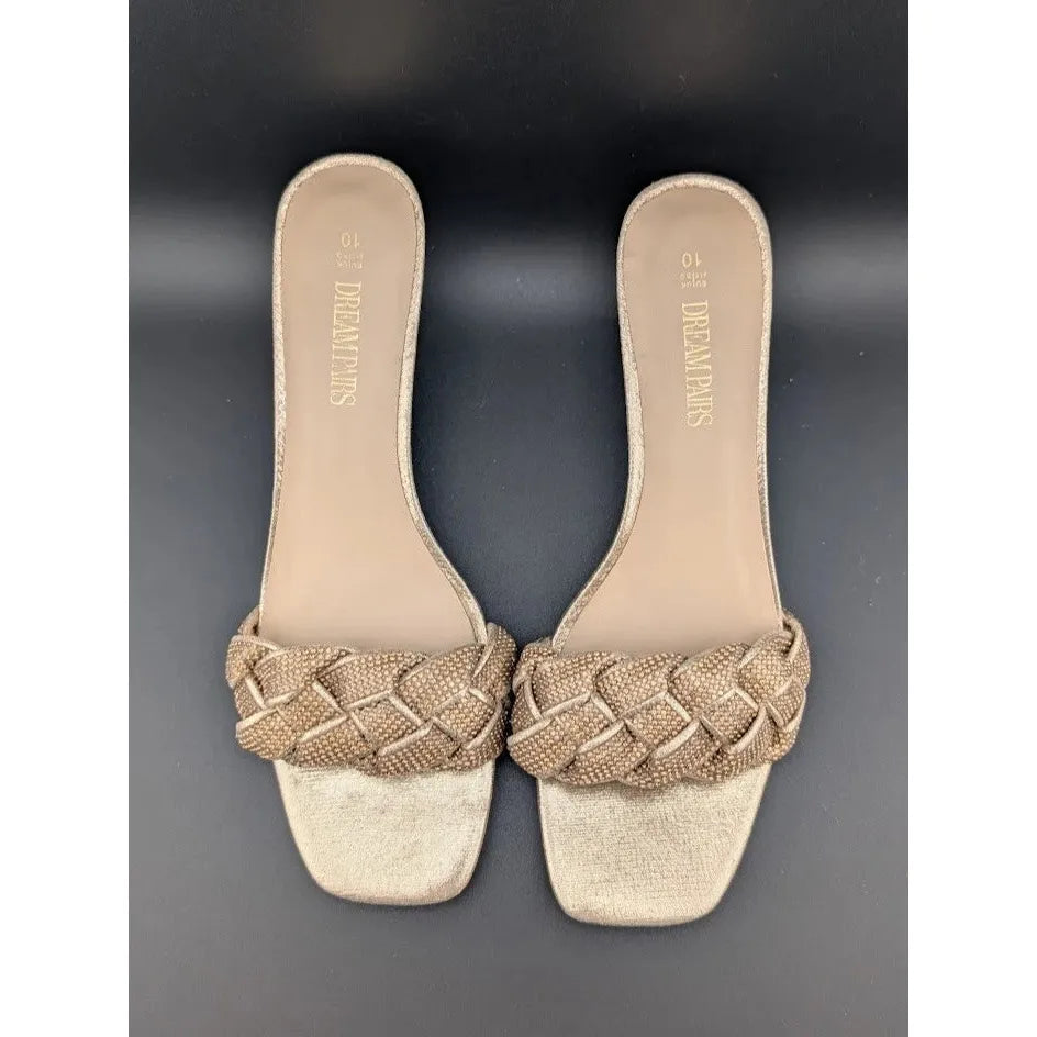 Women Size 10 Low Kitten Heel Sandals Square Toe Comfort Party Dress Shoes SoleComfort.shoes