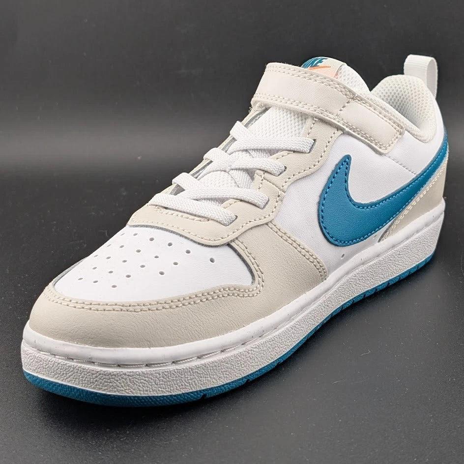 Nike Court Borough Low 2 (PSV) Size 3Y White/Turquoise/Orange Sneaker Shoes SoleComfort.shoes