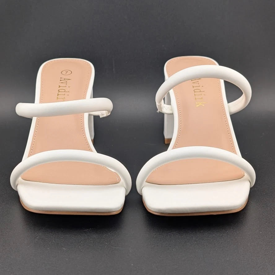 New Adidirk Women's Sz 7 3-in Chunky Heel Strappy Slide Sandals w/ Square Toe SoleComfort.shoes