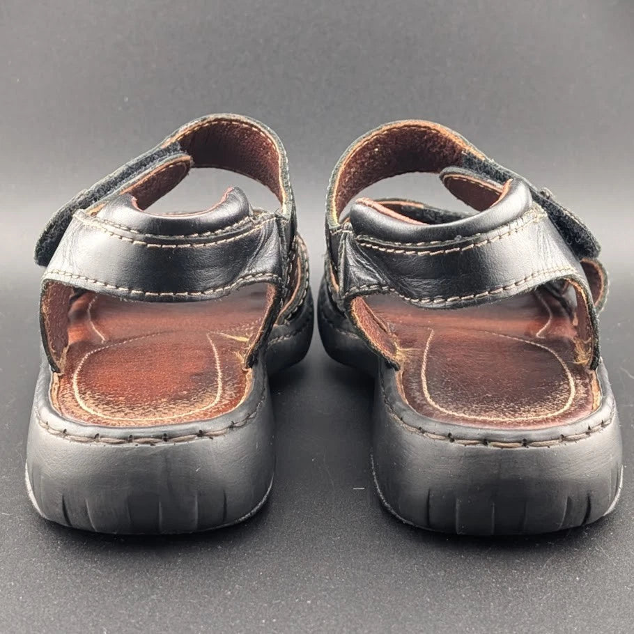 Josef Seibel Sandals Womens 38 Debra Slingback Strappy Black Leather Open Casual Josef Seibel