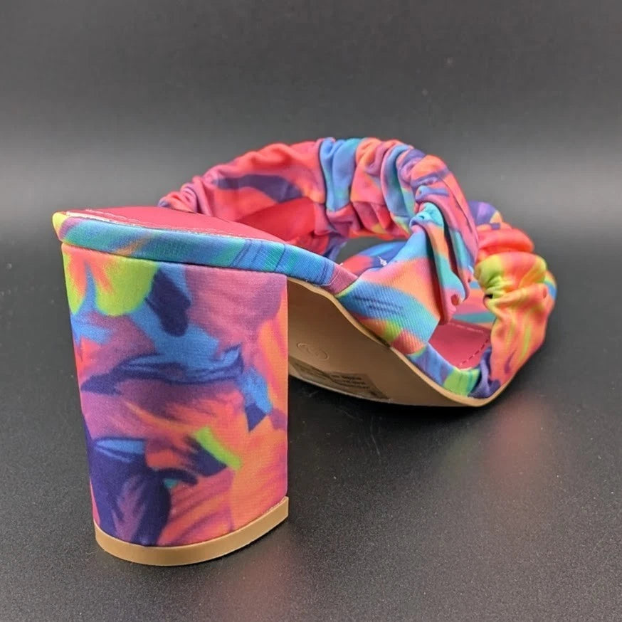 Cape Robbin SZ 9 Women's Chunky High Heel Strappy Square Open Toe Sandals-Floral SoleComfort.shoes