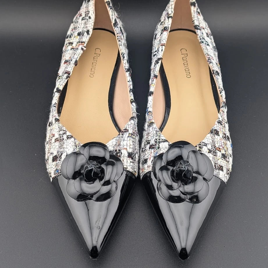 C. Paravano Camellia Purple Tweed Flats Women’s 8.0 EU 39 Pointed Toe Ballet SoleComfort.shoes