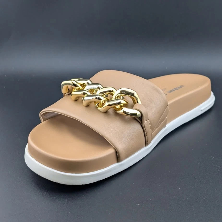 UrbanSport By J/Slides Women's Fruit Chain Comfort Sandal in Camel or Black Luxe SoleComfort.shoes