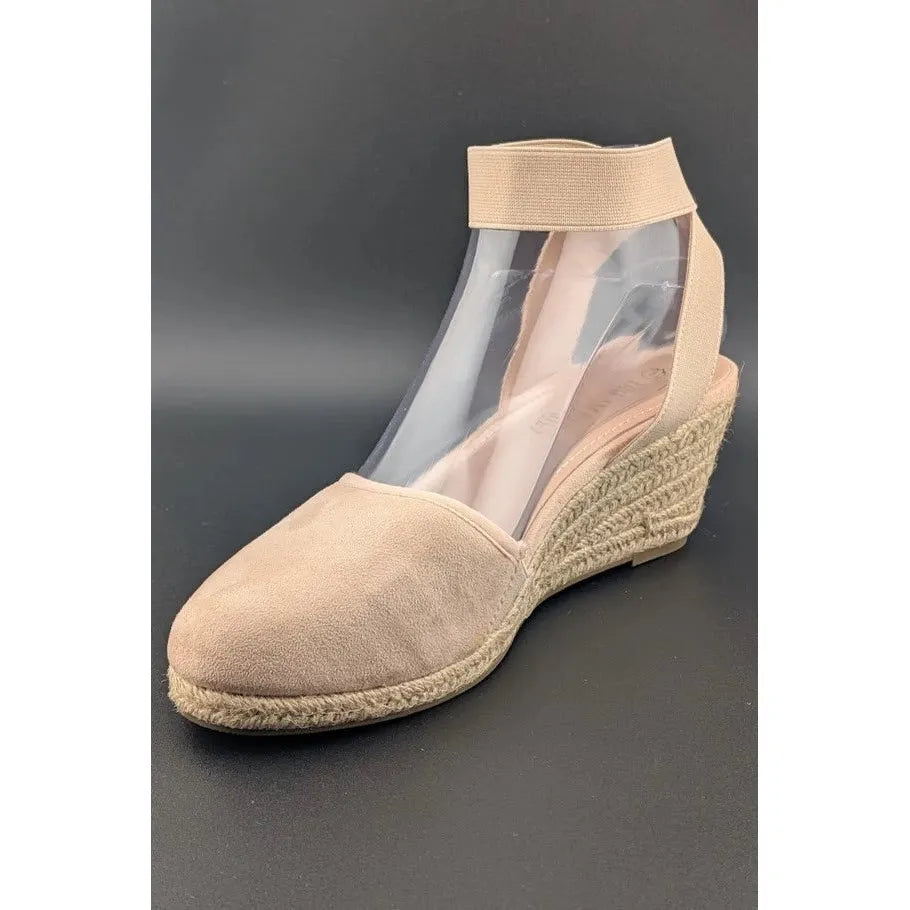 Dream Pairs Size 8 Women Espadrille Wedge Sandals Elastic Ankle Strap Closed Toe SoleComfort.shoes