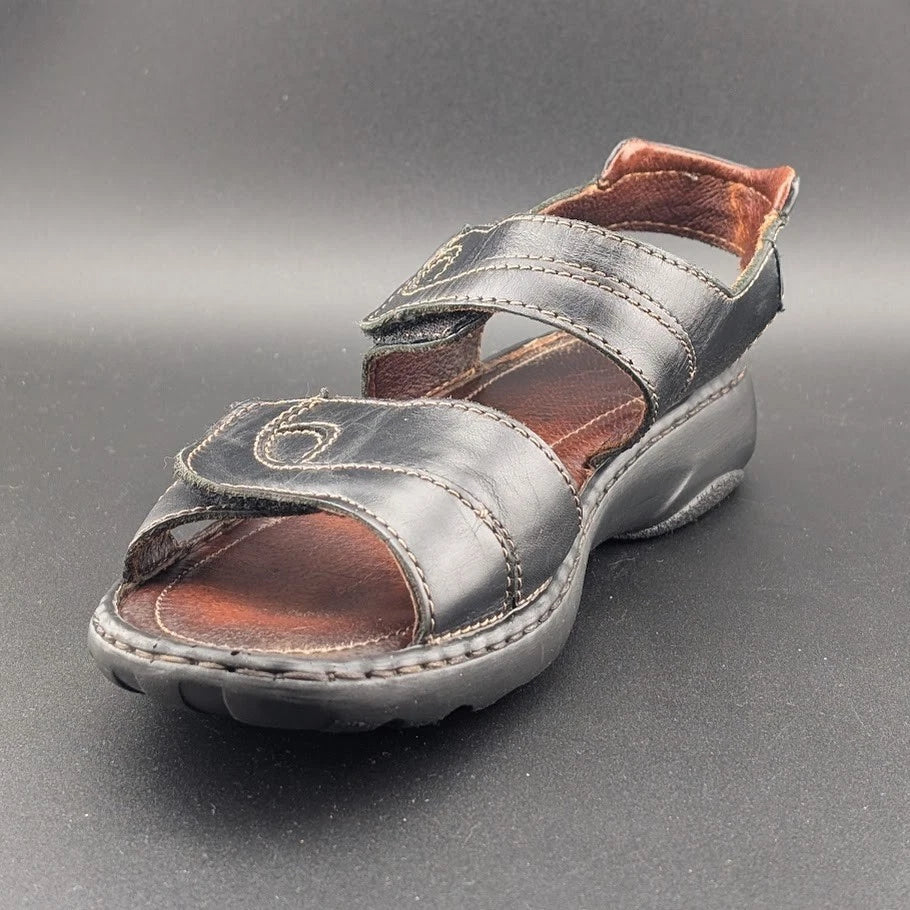 Josef Seibel Sandals Womens 38 Debra Slingback Strappy Black Leather Open Casual Josef Seibel