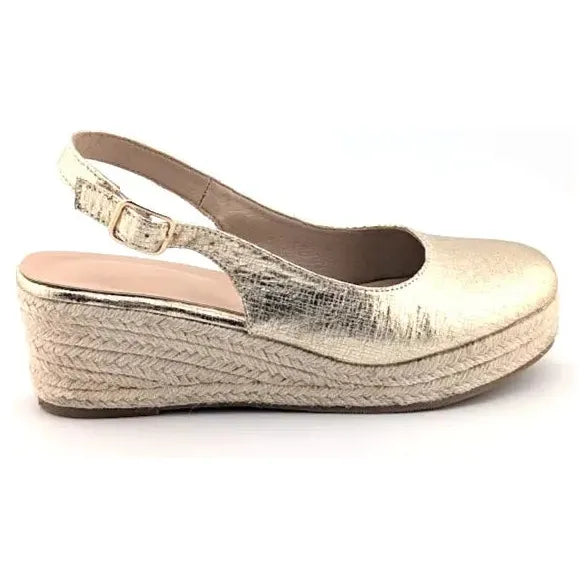 Womens Gold Closed-Toe Espadrilles | Slingback Wedge Platform Sandals EU 37 US 6 Unbranded