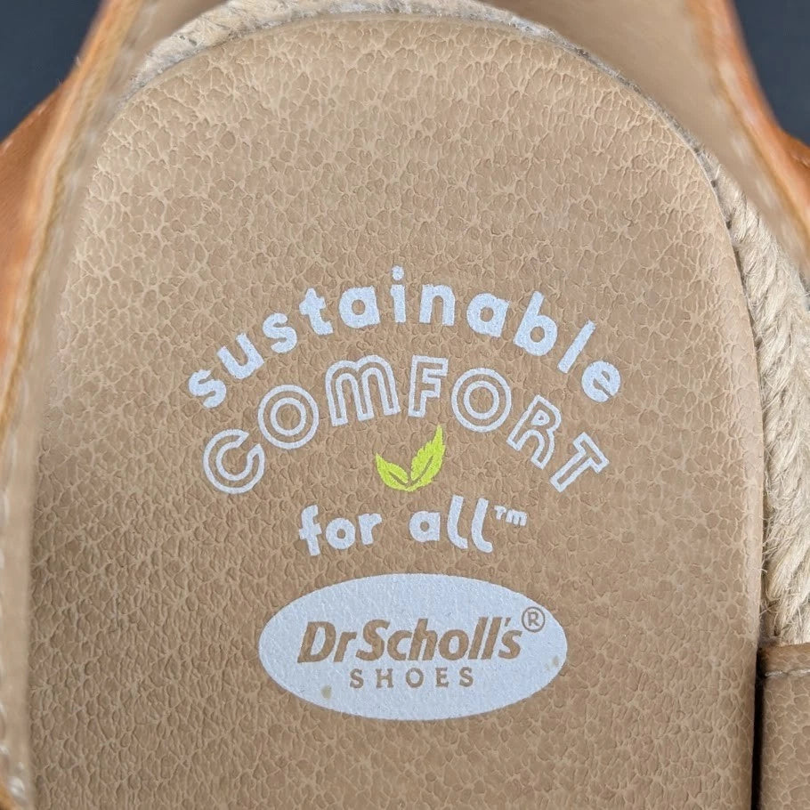 Dr. Scholl's Women Size 7 Once Twice Espadrille Wedge Sandal Tan Platform Shoe SoleComfort.shoes